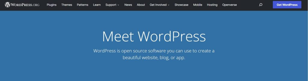 Die Startseite von WordPress.org