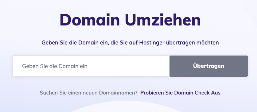 Das Domaintransfer-Tool von Hostinger.