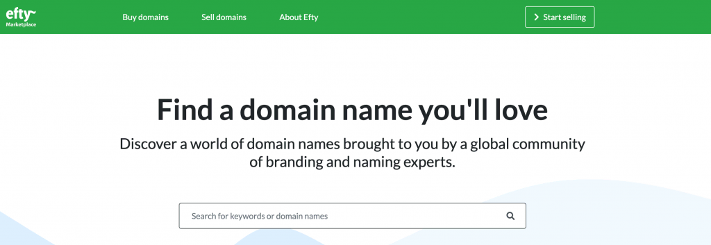 Efty, eine Domain-Verkaufsplattform mit integriertem Treuhandservice und anpassbarem Marktplatz