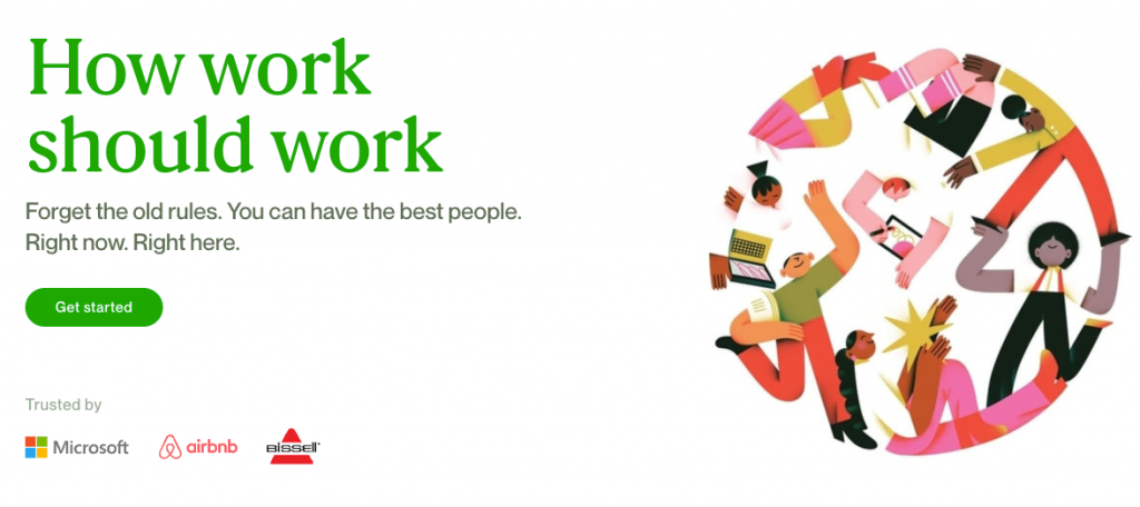 Die Startseite der Upwork Website.
