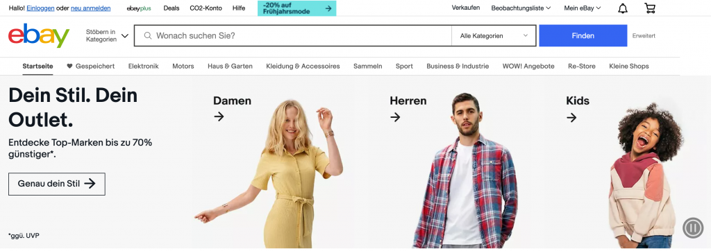 Startseite von Ebay.de