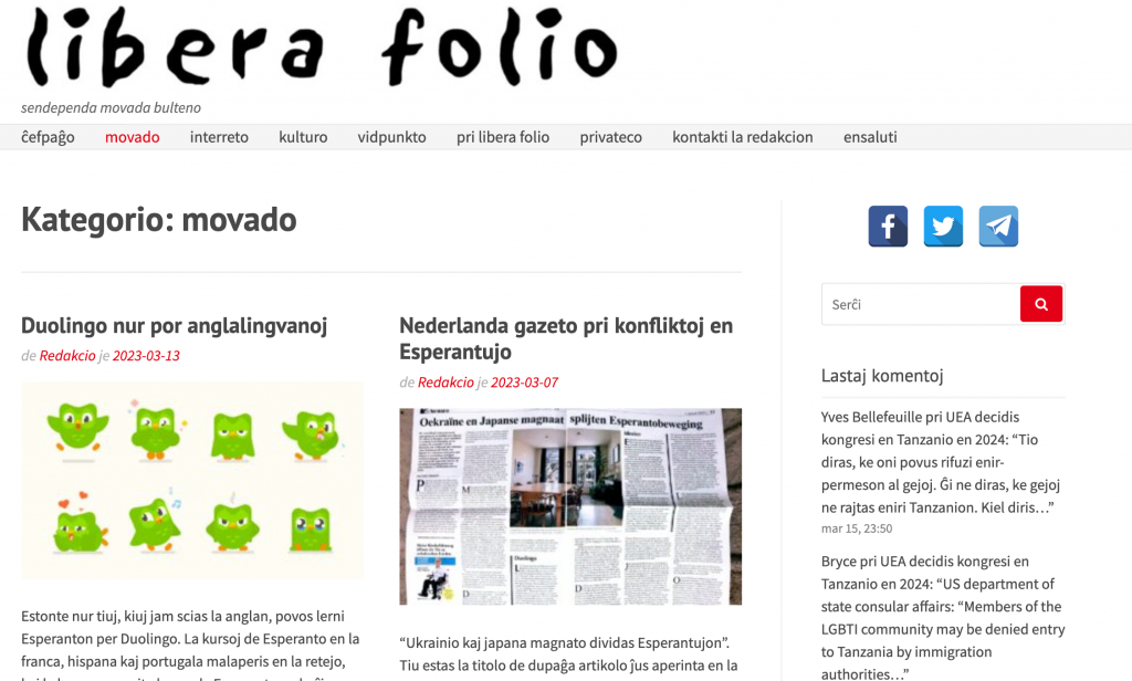 Die Homepage von Libera Folio
