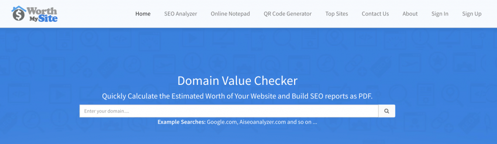 Domain Value Checker, ein kostenloses Tool zur Schätzung von Domains