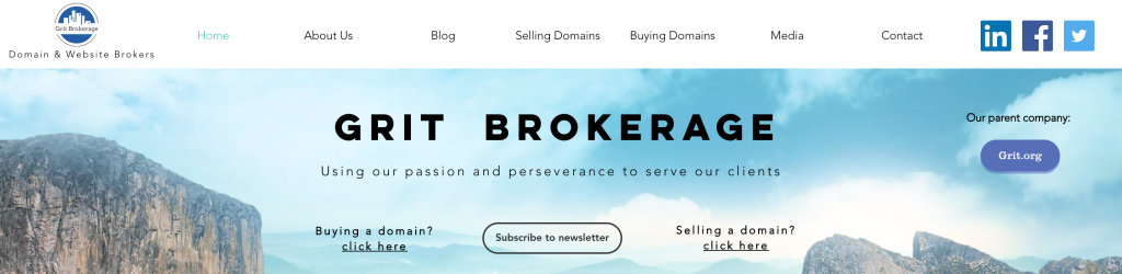 Homepage des Domainmaklers Grit Brokerage