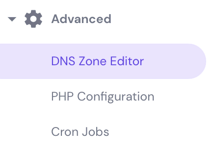 Die Schaltfläche DNS Zone Editor im hPanel