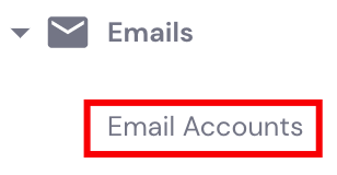 Die Schaltfläche Email Accounts auf hPanel