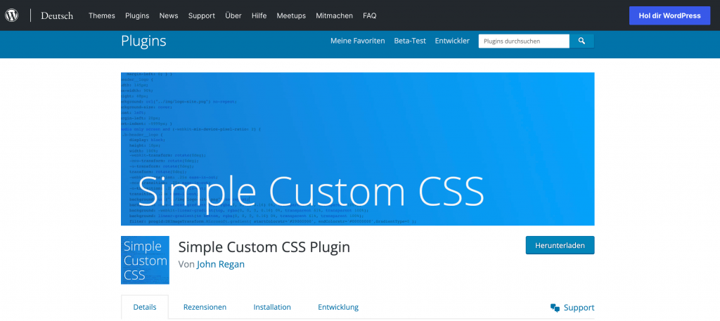 Einfaches benutzerdefiniertes CSS-Plugin-Banner.