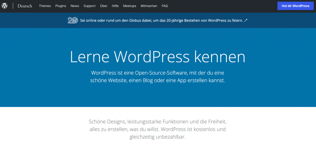 Die wordpress.org-Homepage