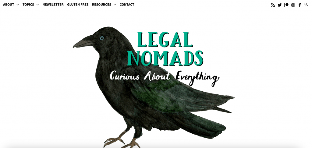 Die Homepage von Legal Nomads, einem Reiseblog.
