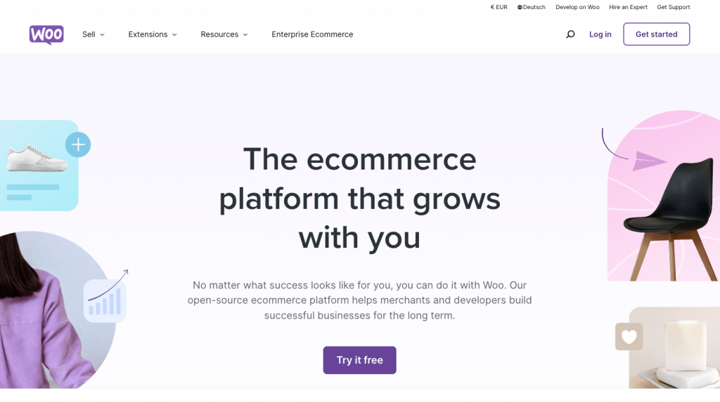 Die Startseite von WooCommerce WordPress Plugin