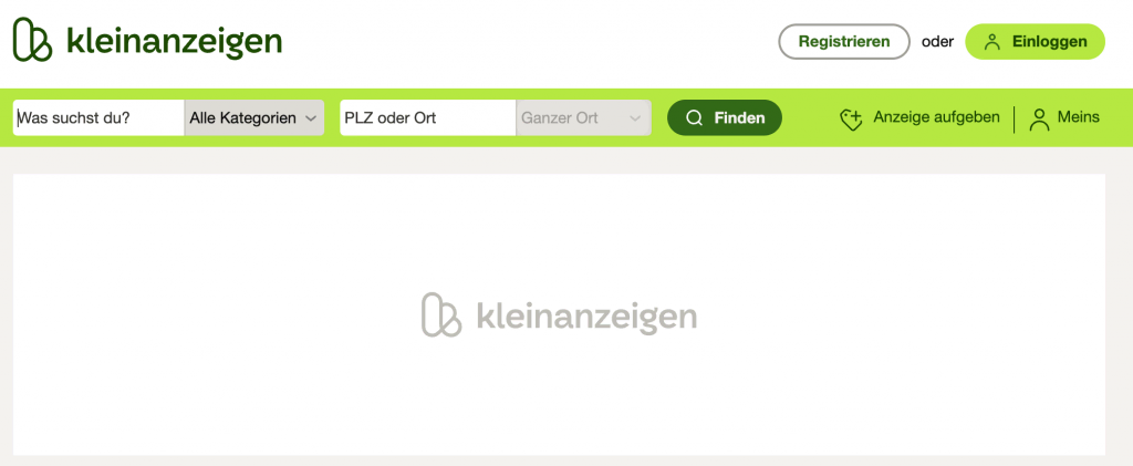 Kleinanzeigen-Homepage