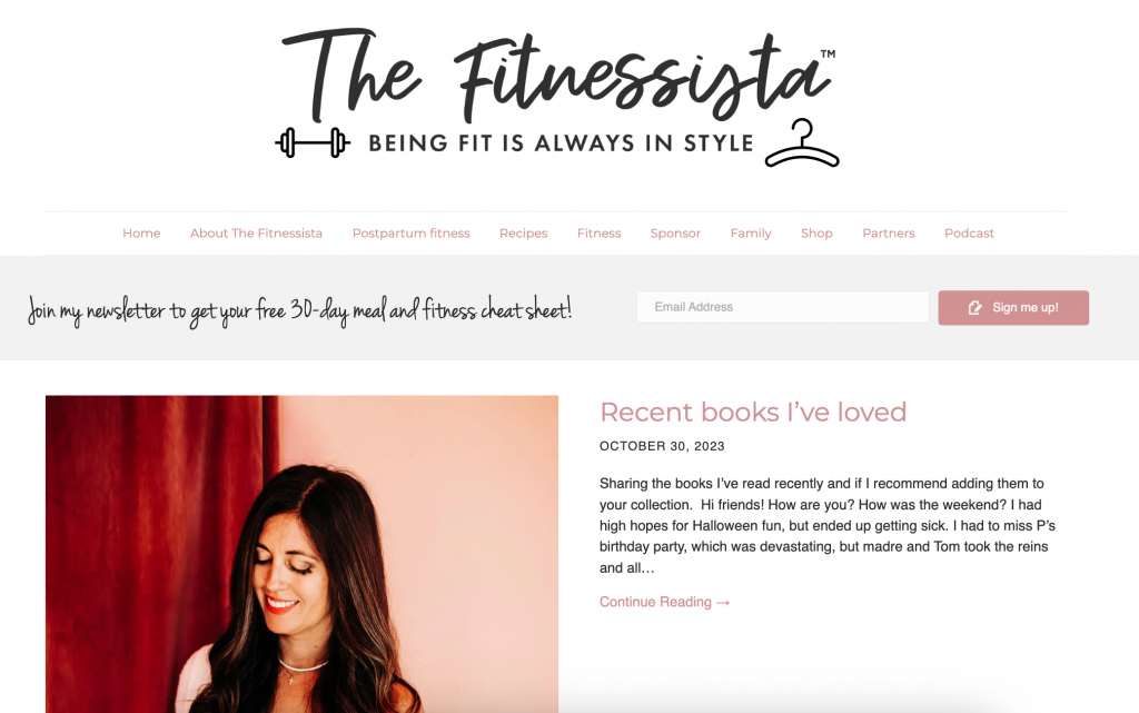 The Fitnessista Website