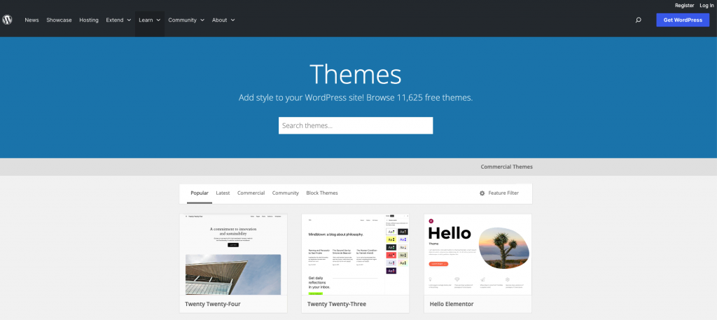 WordPress-Theme-Bibliothek, die über 11.000 Themes enthält